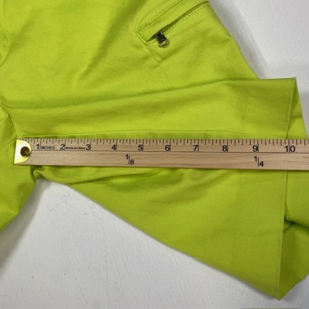 Lauren Ralph Lauren Neon Lime Green Bermuda Golf Shorts‎ Side Zip Pocket Womens